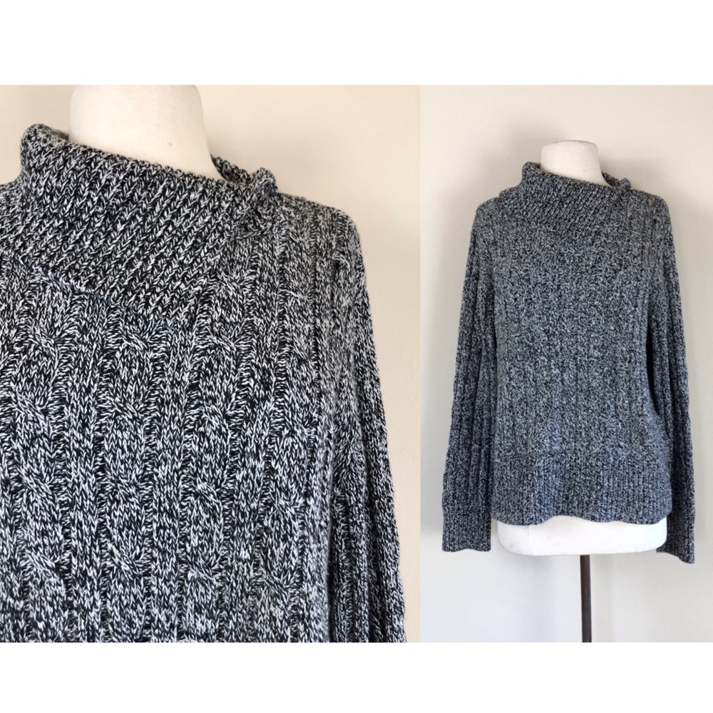 vintage 90s black and white variegated sweater y2k heather jumper grunge hippie